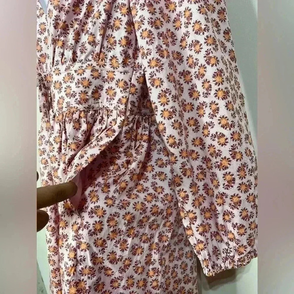 J.Crew V-Neck Poplin Mini Dress Pink Peony Floral Paisley Size 2 - Picture 4 of 9